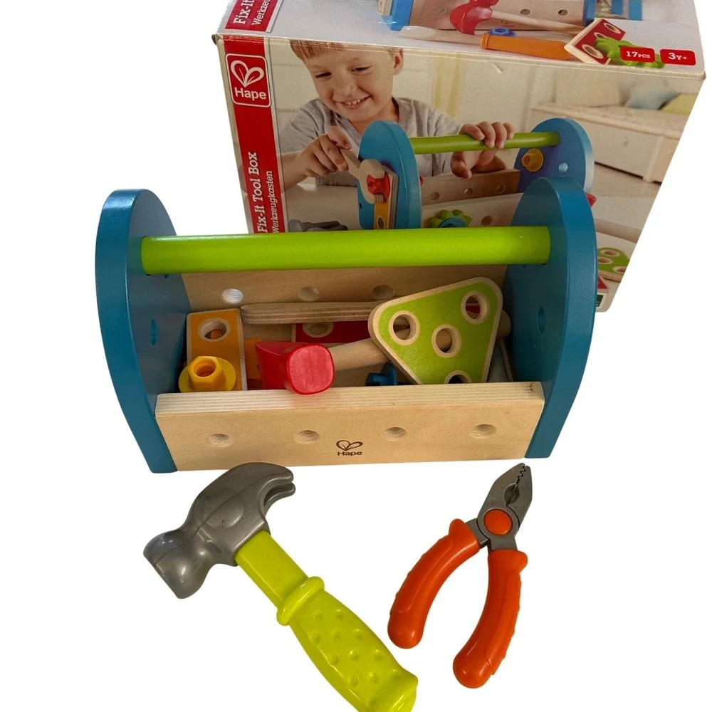 Hape Fix It Tool Box Wooden Toy‎ Set w/ Box – Partial Set + Extra Tools